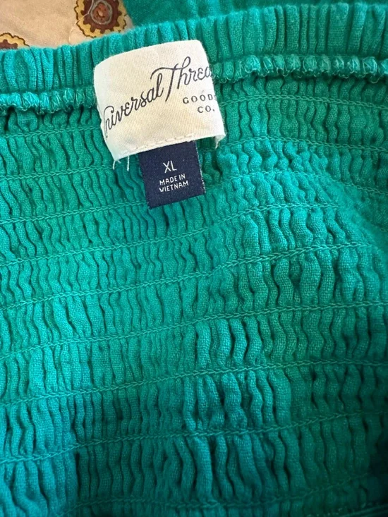 Universal Thread Green Tiered Button Front Summer Dress with Pockets Size XL - Picture 4 of 5